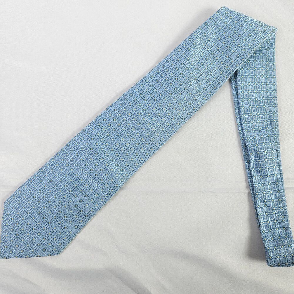 Gianfranco Ferre Blue Geometric Engram Silk Tie Made In Italy 57" x‎ 3.75"